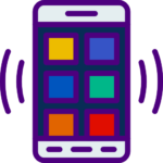 Bild som visar en mobiltelefon som beskriver hur app ser ut på casilando
